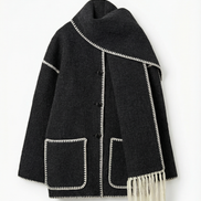 Jade – Scarf Jacket Women Winter Coat Women Wrap Jacket Contrast Trim Chic