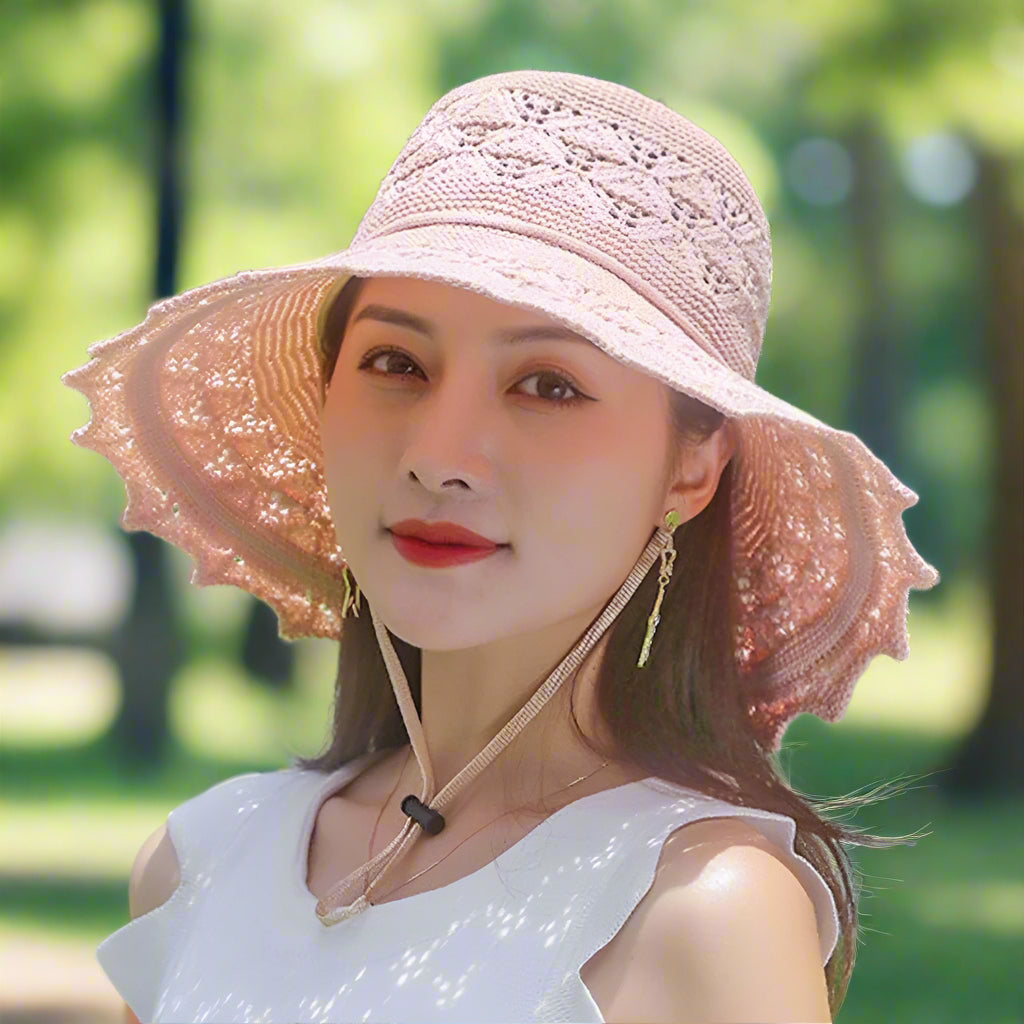 Womens Wide-Brim Sun Hat - Lightweight Summer Style