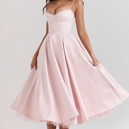 Spring Carnival Sweetheart Ball Gown Dress - Powder Blue Midi