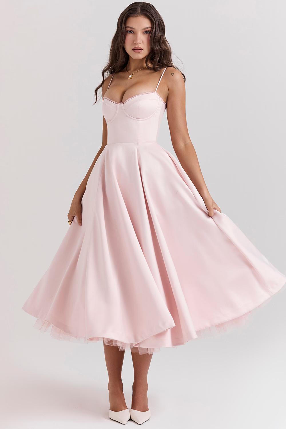 Spring Carnival Sweetheart Ball Gown Dress - Powder Blue Midi