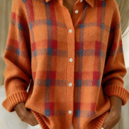 Womens Plaid Knit Shacket – Relaxed Button-Up Style