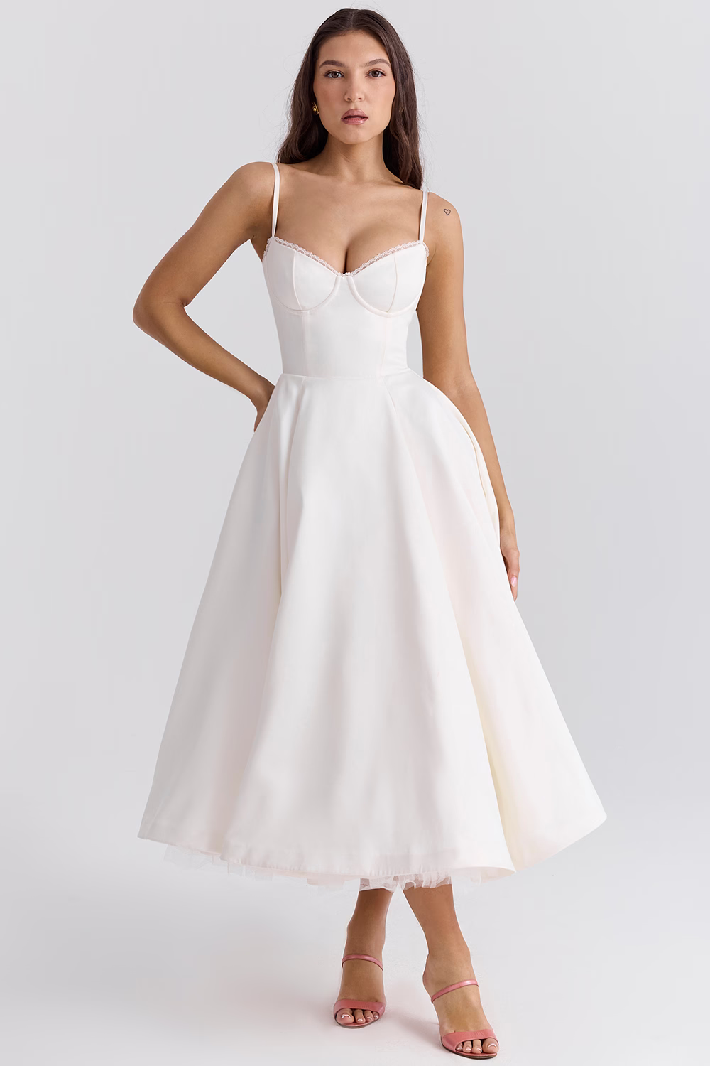 Spring Carnival Sweetheart Ball Gown Dress - Powder Blue Midi