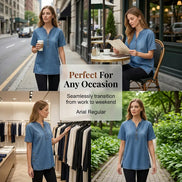 Womens Denim Tunic Top - V-Neck Relaxed Fit