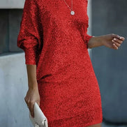 Womens Sequin Party Dress - One-Shoulder Statement Style