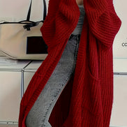 Womens Oversized Longline Cardigan – Chunky Knit Layering Piece