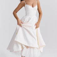 Spring Carnival Sweetheart Ball Gown Dress - Powder Blue Midi