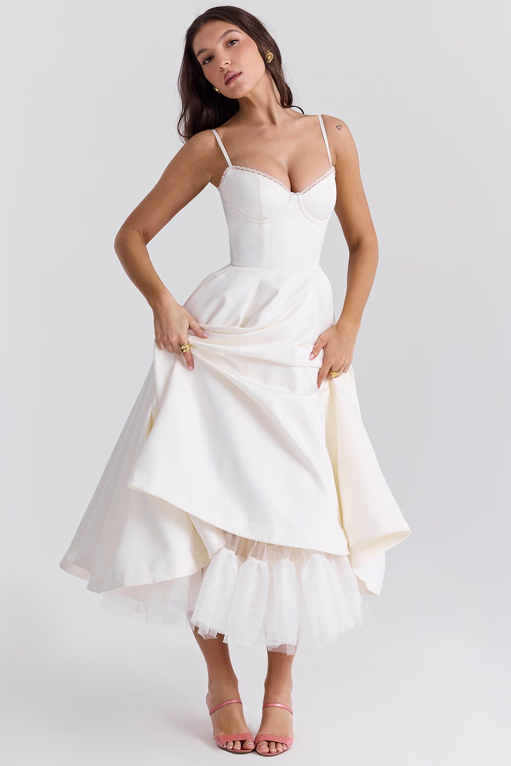 Spring Carnival Sweetheart Ball Gown Dress - Powder Blue Midi