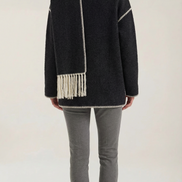 Jade – Scarf Jacket Women Winter Coat Women Wrap Jacket Contrast Trim Chic