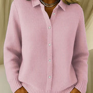 Womens Collared Knit Sweater – Classic Button-Up Style