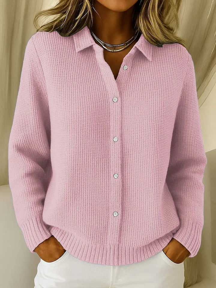 Womens Collared Knit Sweater – Classic Button-Up Style