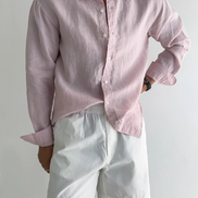Mens Linen Shirt - Long Sleeve Relaxed Fit