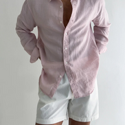 Mens Linen Shirt - Long Sleeve Relaxed Fit