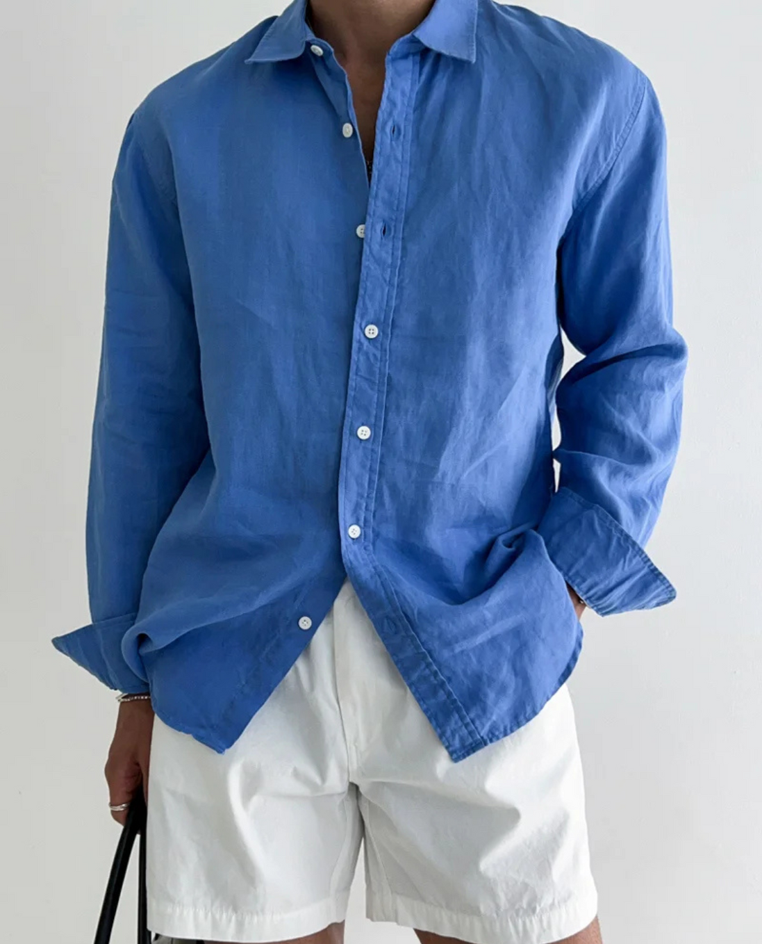 Mens Linen Shirt - Long Sleeve Relaxed Fit