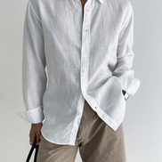 Mens Linen Shirt - Long Sleeve Relaxed Fit