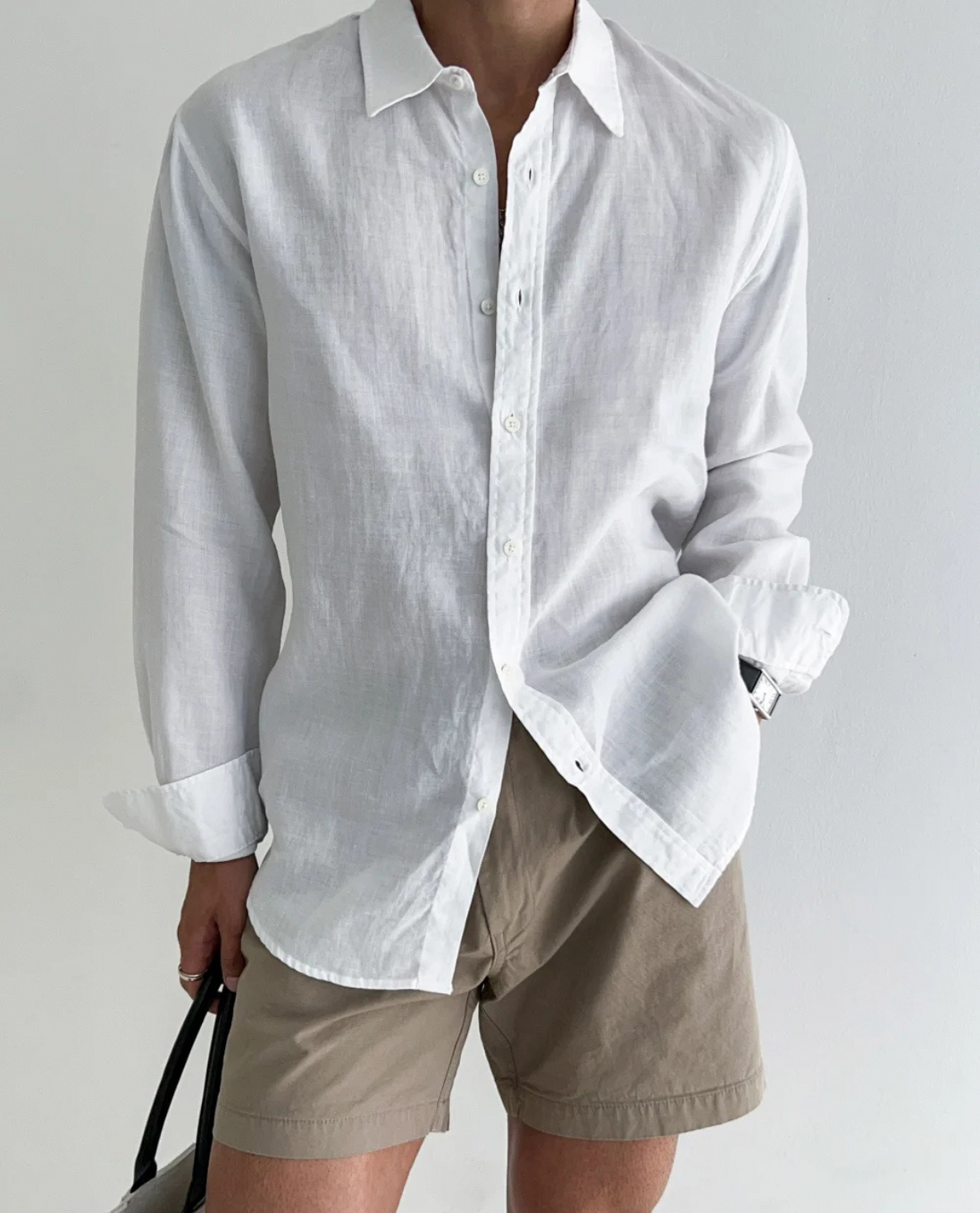 Mens Linen Shirt - Long Sleeve Relaxed Fit