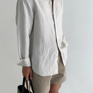Mens Linen Shirt - Long Sleeve Relaxed Fit