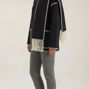 Jade – Scarf Jacket Women Winter Coat Women Wrap Jacket Contrast Trim Chic