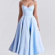 Spring Carnival Sweetheart Ball Gown Dress - Powder Blue Midi
