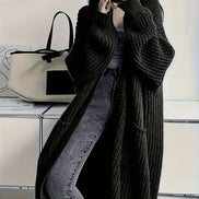 Womens Oversized Longline Cardigan – Chunky Knit Layering Piece