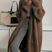 Womens Oversized Longline Cardigan – Chunky Knit Layering Piece