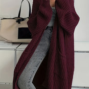 Womens Oversized Longline Cardigan – Chunky Knit Layering Piece