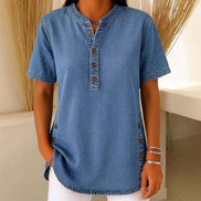 Womens Denim Tunic Top - V-Neck Relaxed Fit