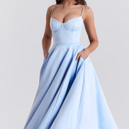 Spring Carnival Sweetheart Ball Gown Dress - Powder Blue Midi