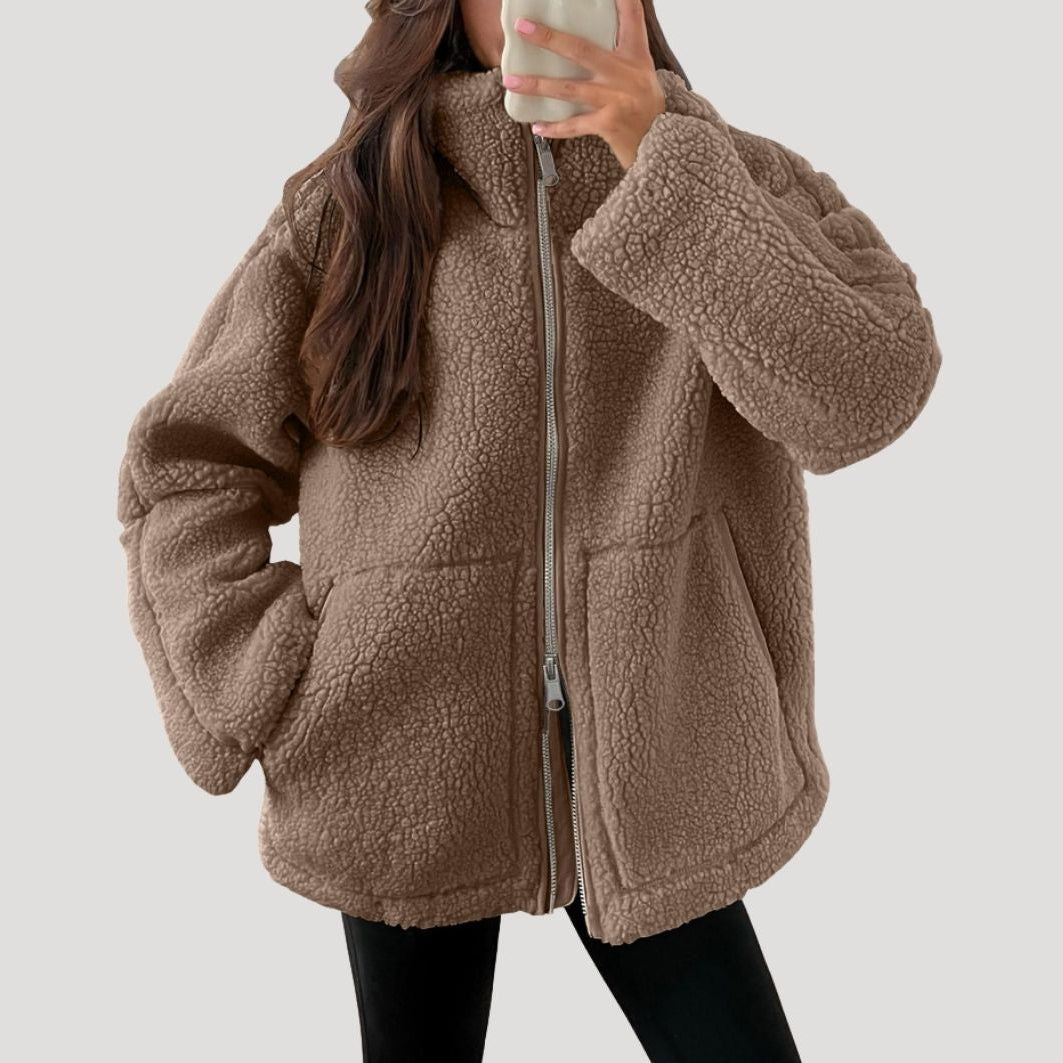 Winnie – Womens Teddy Jacket Fleece Zip Up Winter Coat Cosy Warm Outerwear