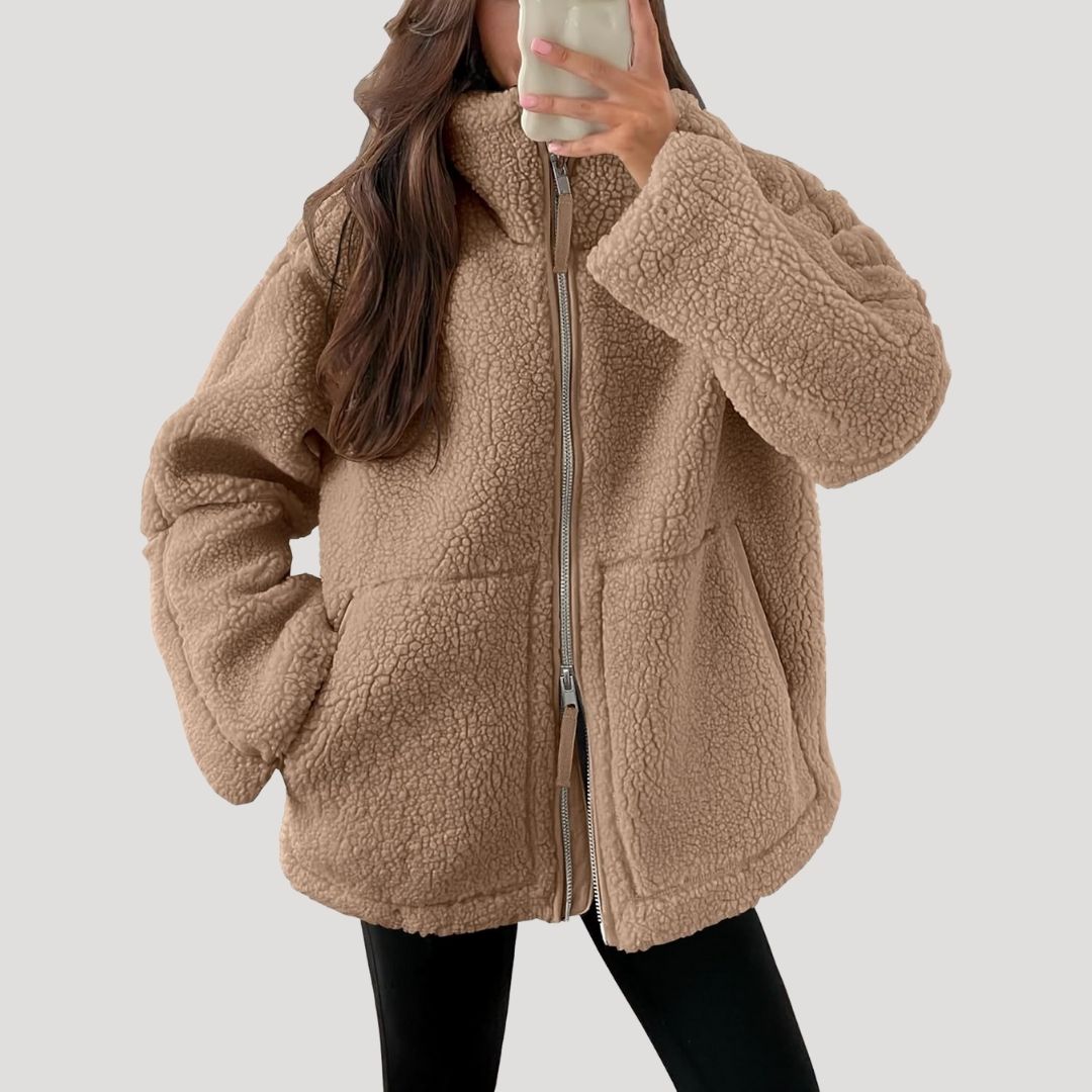 Winnie – Womens Teddy Jacket Fleece Zip Up Winter Coat Cosy Warm Outerwear