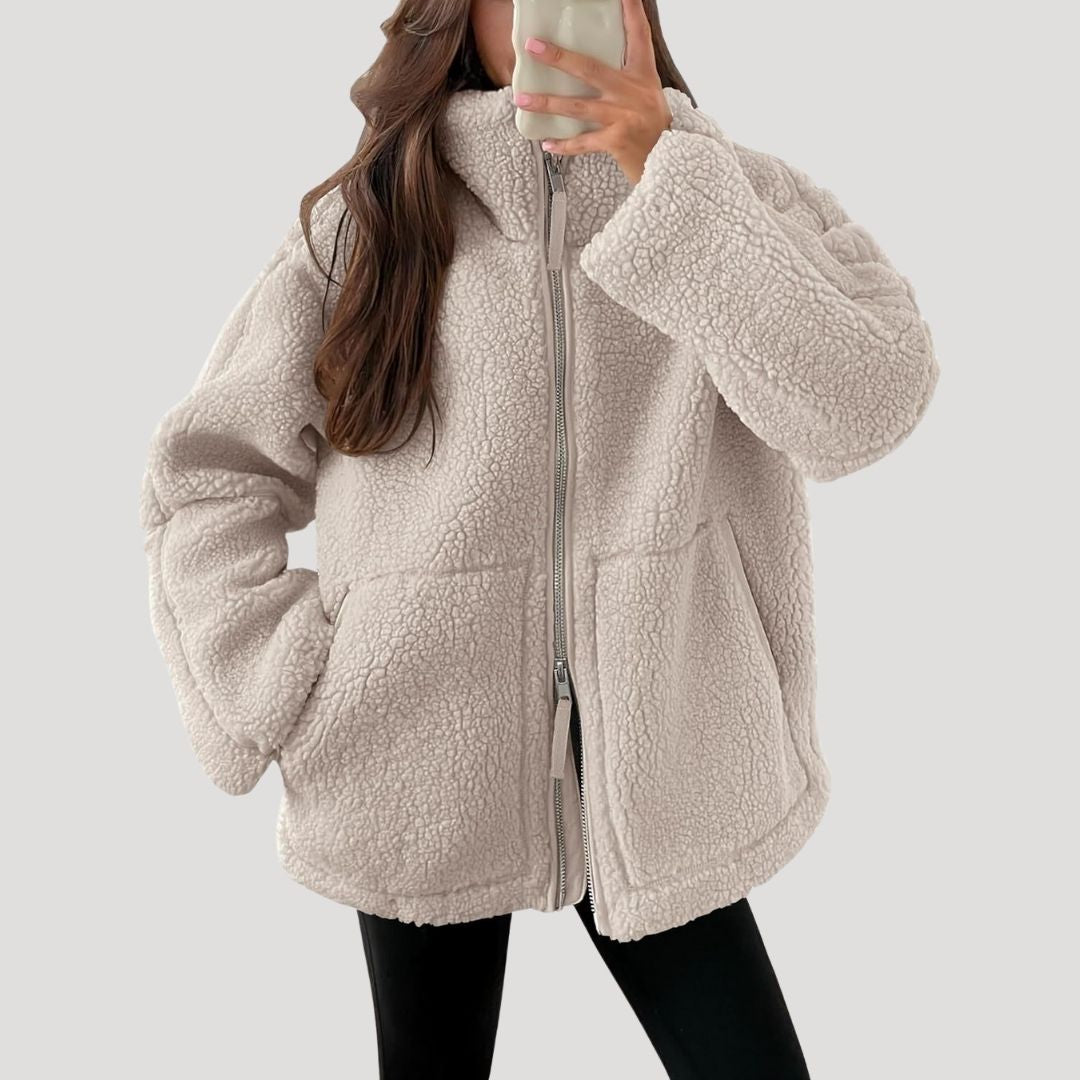 Winnie – Womens Teddy Jacket Fleece Zip Up Winter Coat Cosy Warm Outerwear