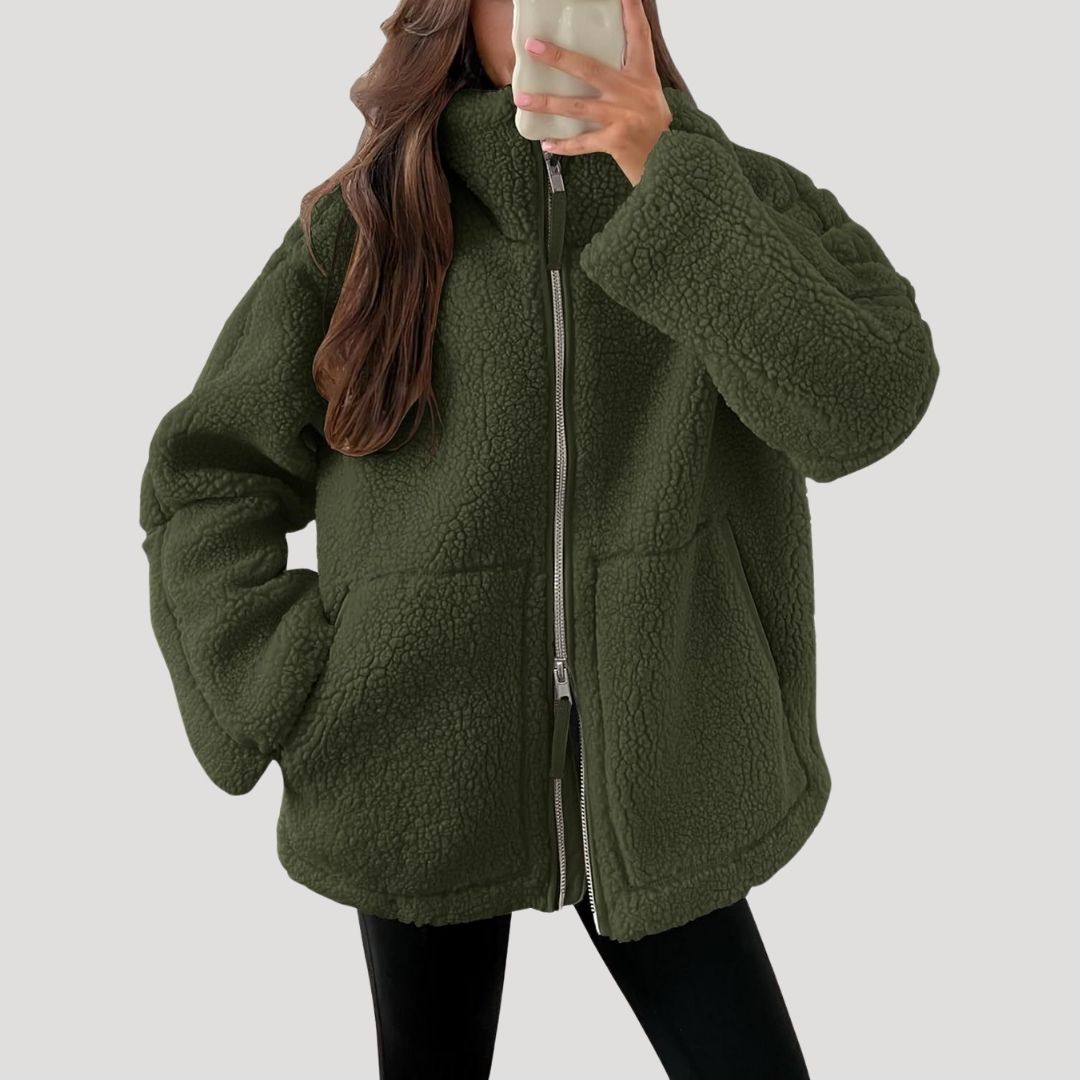 Winnie – Womens Teddy Jacket Fleece Zip Up Winter Coat Cosy Warm Outerwear