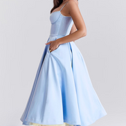 Spring Carnival Sweetheart Ball Gown Dress - Powder Blue Midi