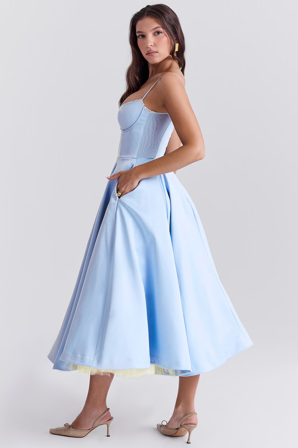 Spring Carnival Sweetheart Ball Gown Dress - Powder Blue Midi