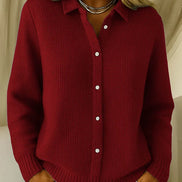 Womens Collared Knit Sweater – Classic Button-Up Style