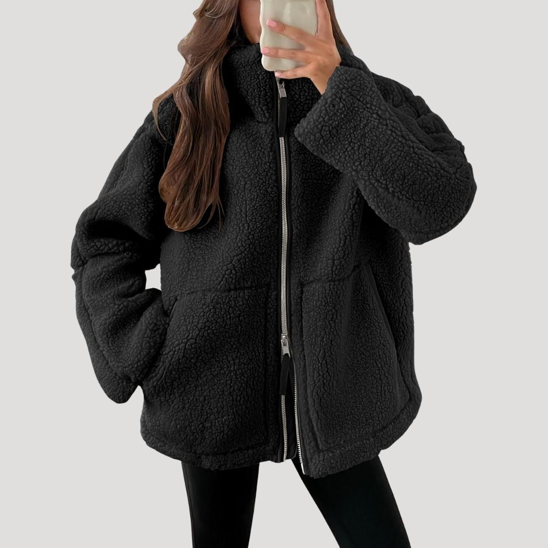Winnie – Womens Teddy Jacket Fleece Zip Up Winter Coat Cosy Warm Outerwear