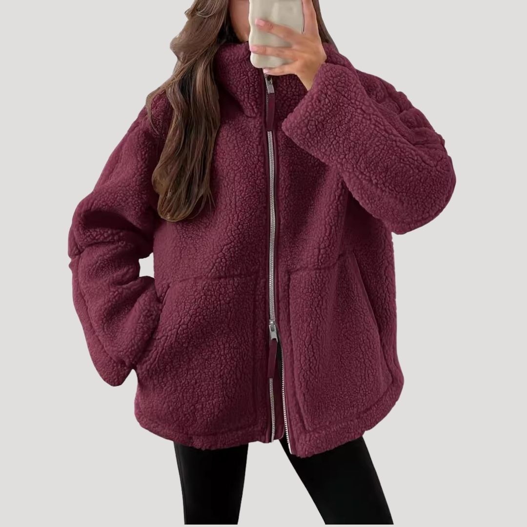 Winnie – Womens Teddy Jacket Fleece Zip Up Winter Coat Cosy Warm Outerwear