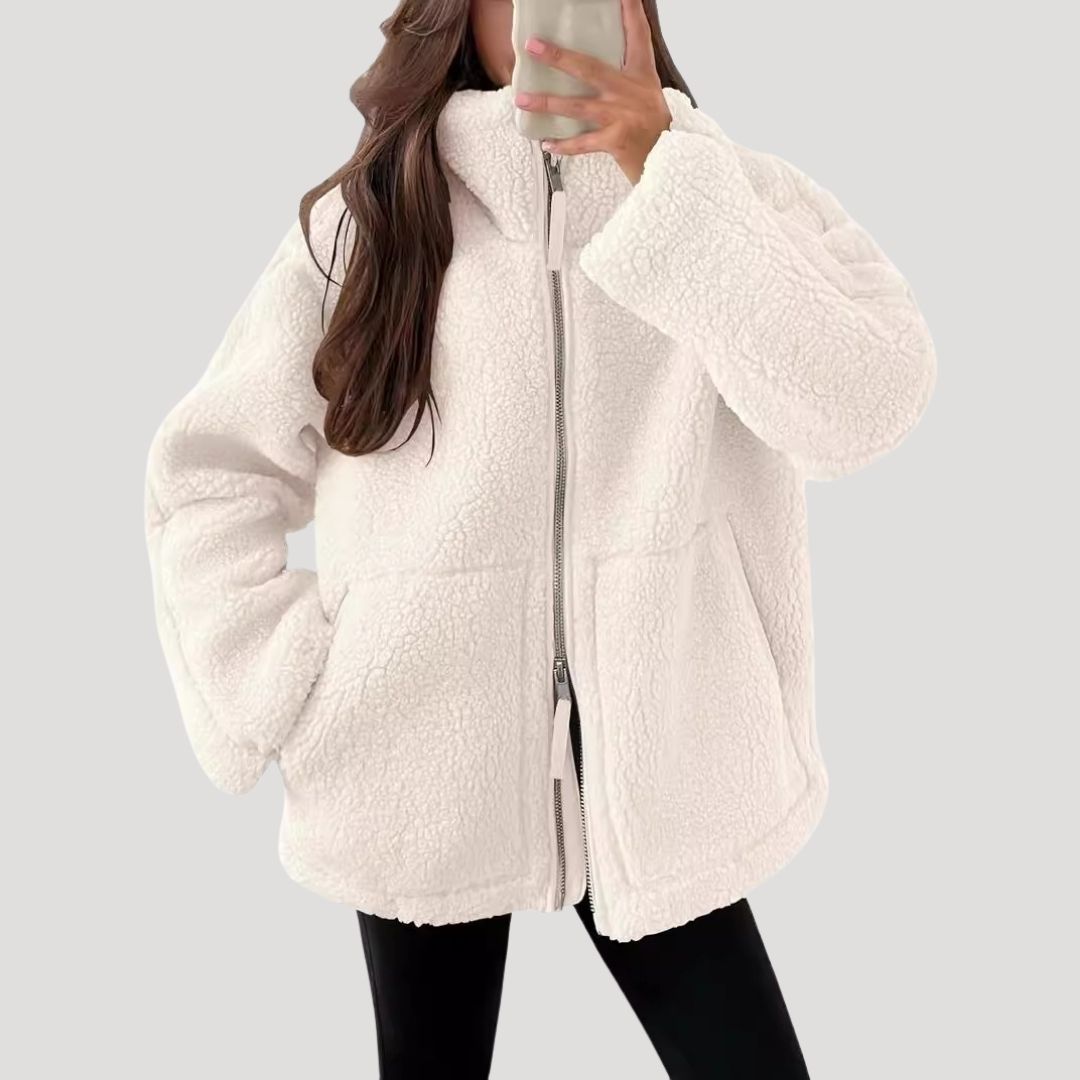 Winnie – Womens Teddy Jacket Fleece Zip Up Winter Coat Cosy Warm Outerwear