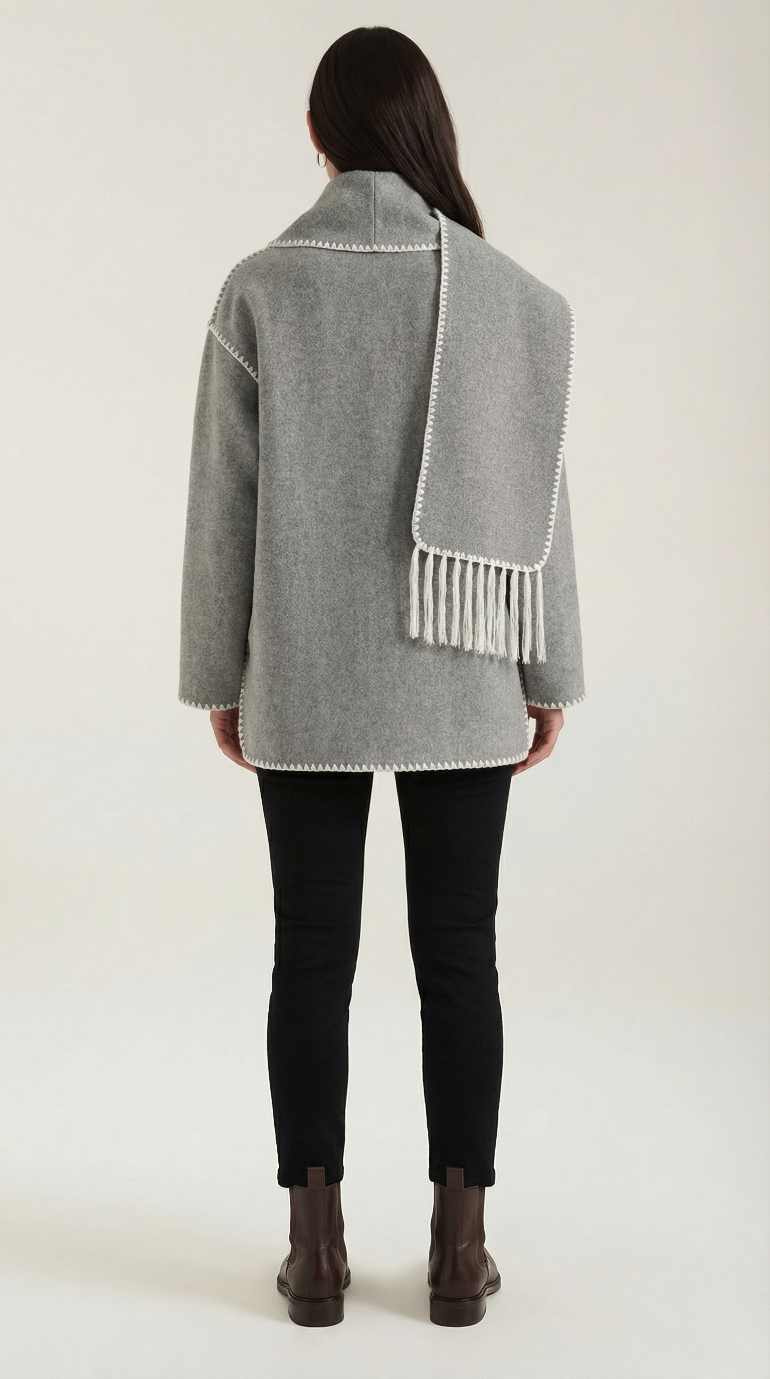Jade – Scarf Jacket Women Winter Coat Women Wrap Jacket Contrast Trim Chic