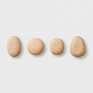 Wooden Wall Hooks - Scandinavian Coat Hooks, Set of 4
