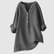 Womens Linen Tunic Top - Relaxed Button-Up Style
