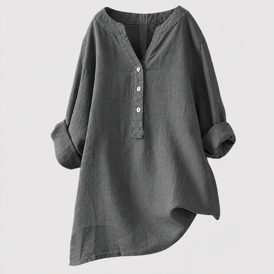 Womens Linen Tunic Top - Relaxed Button-Up Style