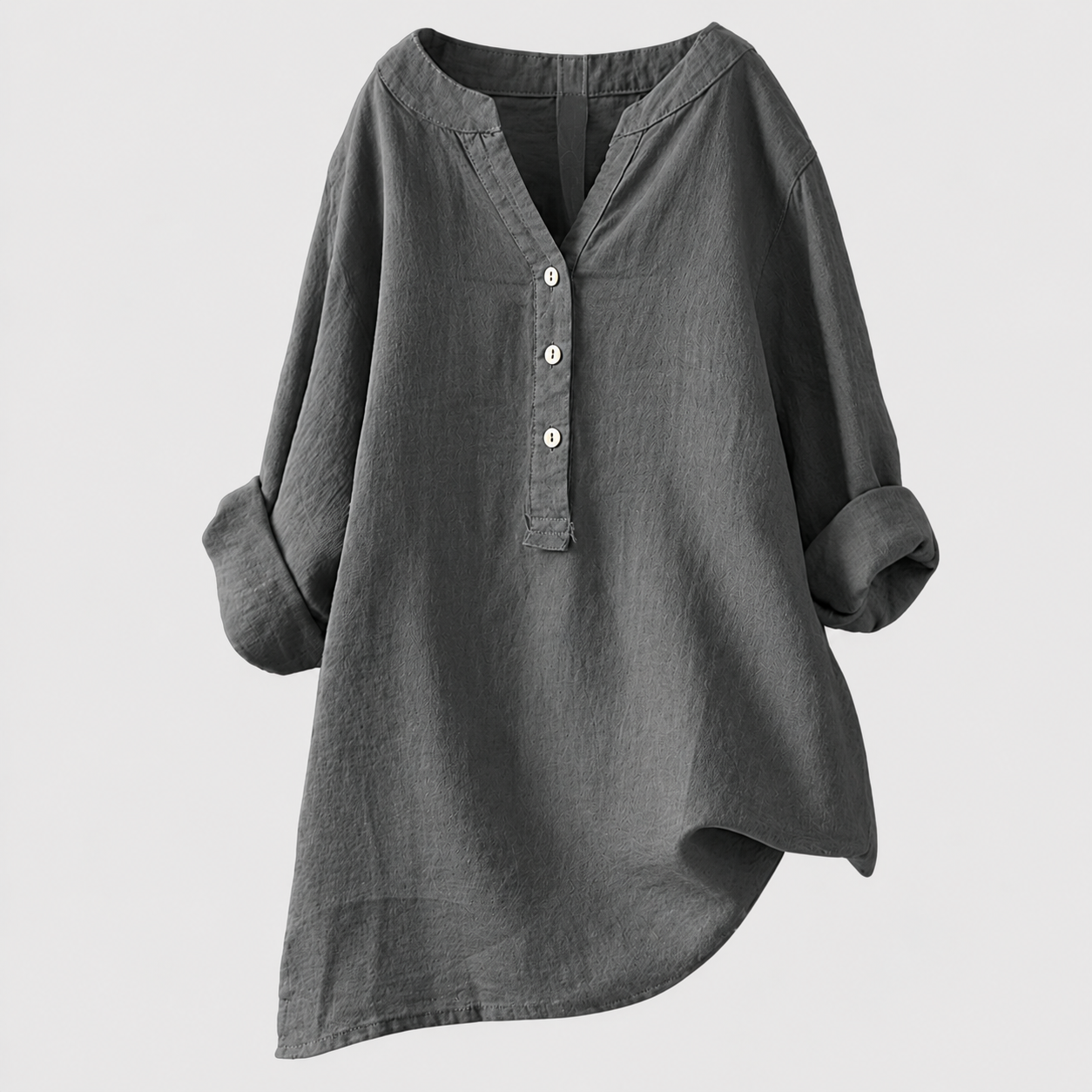 Womens Linen Tunic Top - Relaxed Button-Up Style