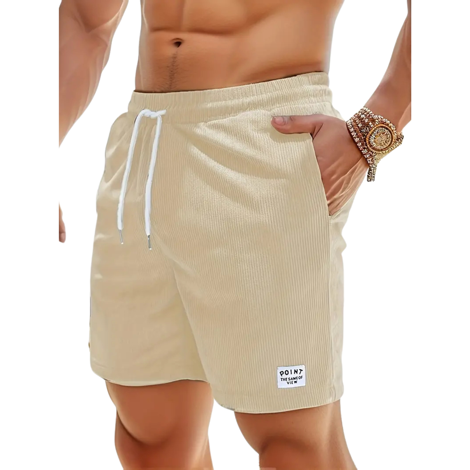 Mens Swim Shorts - Elastic Waist Drawstring Style