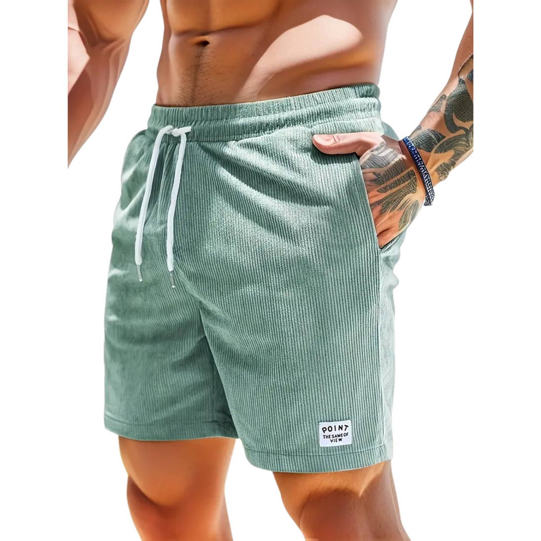 Mens Swim Shorts - Elastic Waist Drawstring Style