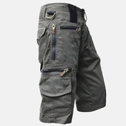 Mens Cargo Shorts - Knee-Length Cotton Blend with Multiple Pockets