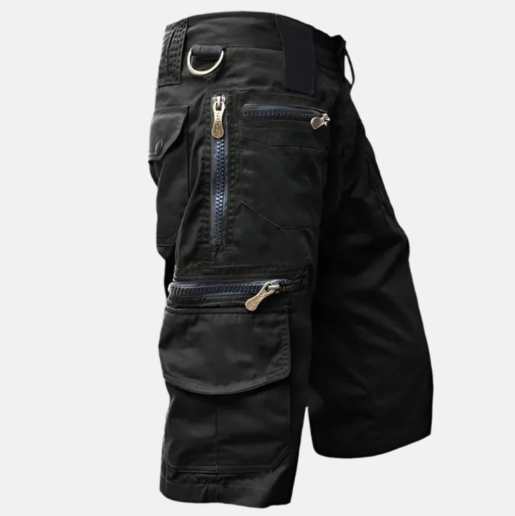 Mens Cargo Shorts - Knee-Length Cotton Blend with Multiple Pockets