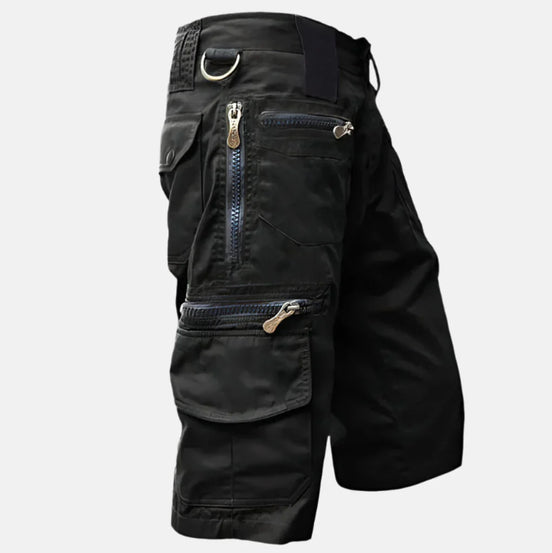 Mens Cargo Shorts - Knee-Length Cotton Blend with Multiple Pockets