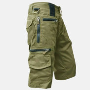 Mens Cargo Shorts - Knee-Length Cotton Blend with Multiple Pockets