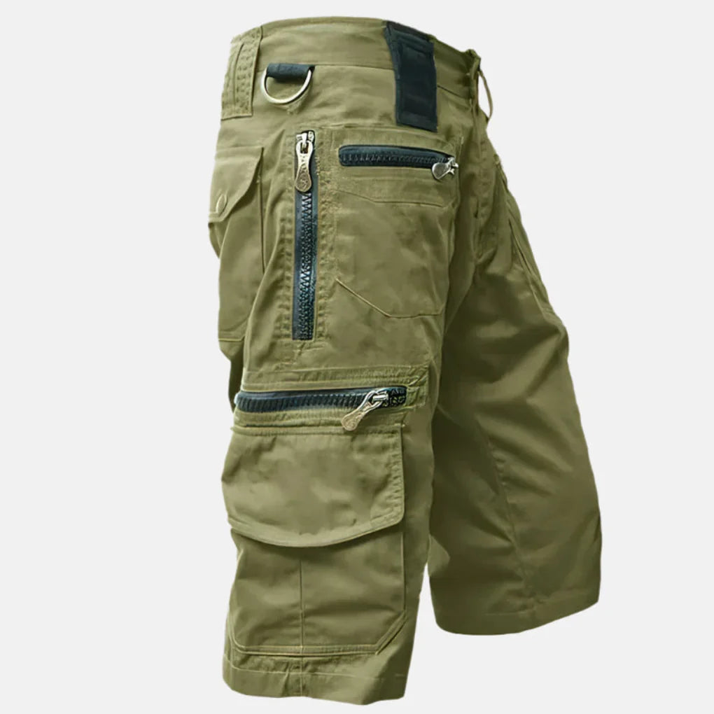 Mens Cargo Shorts - Knee-Length Cotton Blend with Multiple Pockets