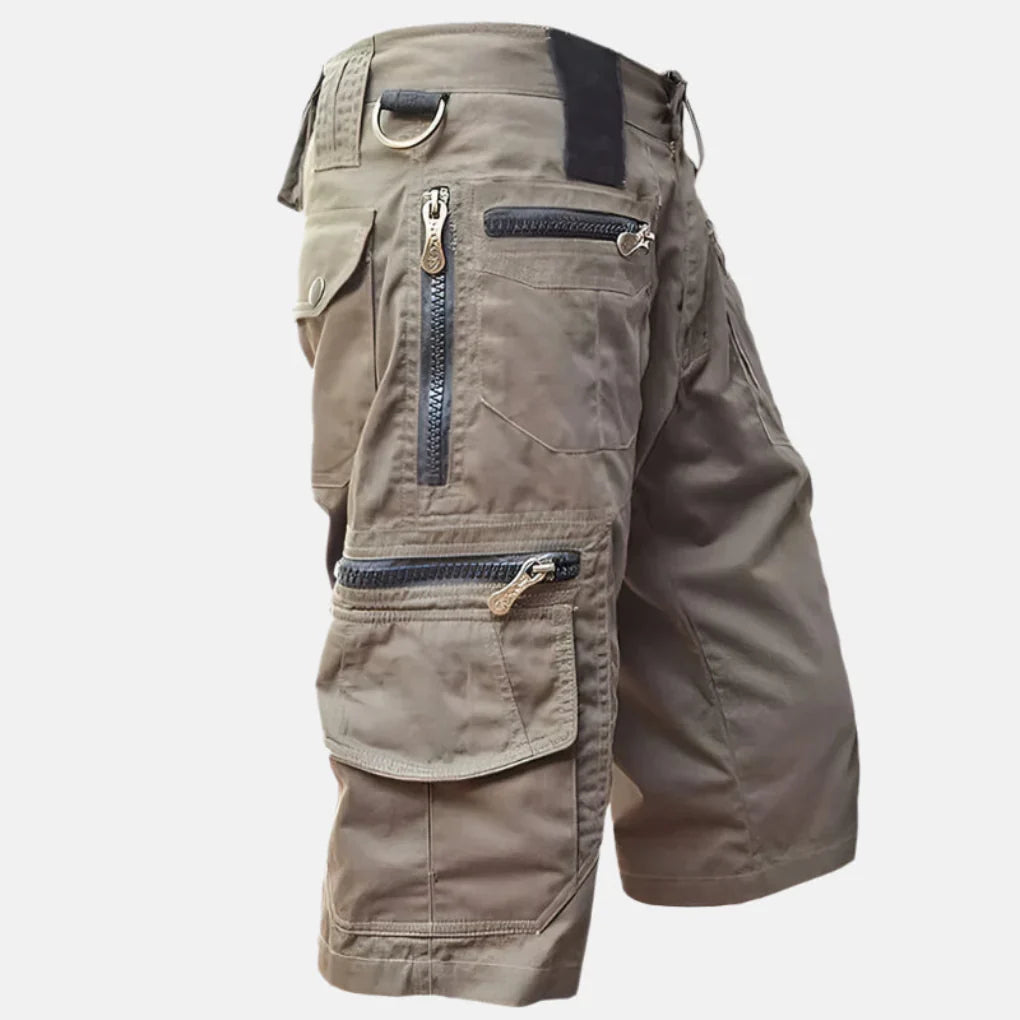 Mens Cargo Shorts - Knee-Length Cotton Blend with Multiple Pockets